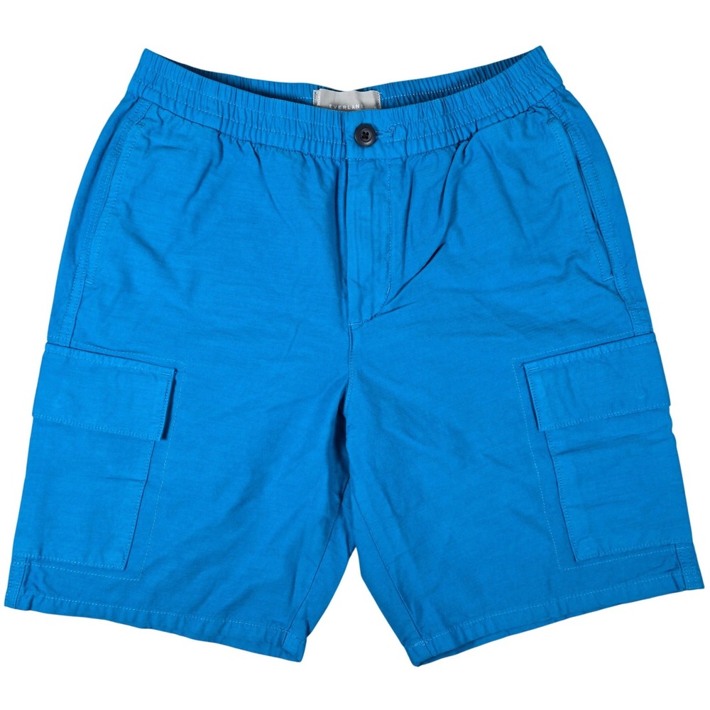 Everlane Men's The Organic Cotton Linen Blend Cargo Shorts in Horizon Blue S